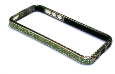 Чехол-бампер для iPhone 5/5S со светло-зелеными стразами 