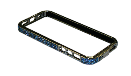 Чехол-бампер для iPhone 5/5S с голубыми стразами 